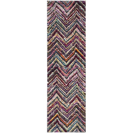 Flowers First 2 ft. 3 in. x 8 ft. Fiesta Shag Power Loomed Runner Rug, Multi Color FL1889462